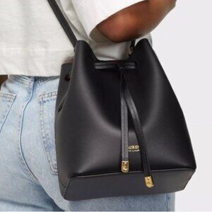 Ralph Lauren Mini Debby II Bucket Bag Crossbody Black/Red Leather Shoulder Purse